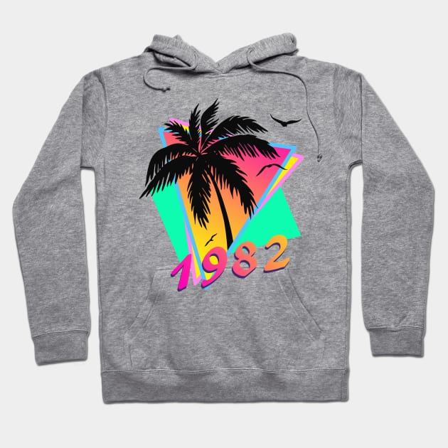 1982 Tropical Sunset Hoodie by Nerd_art